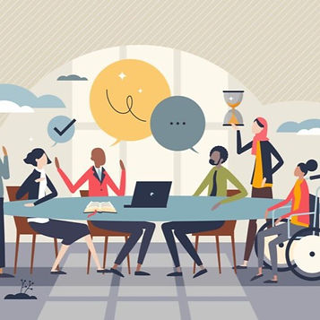 a cartoon image of a business meeting