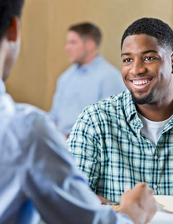 a man being interviewed
