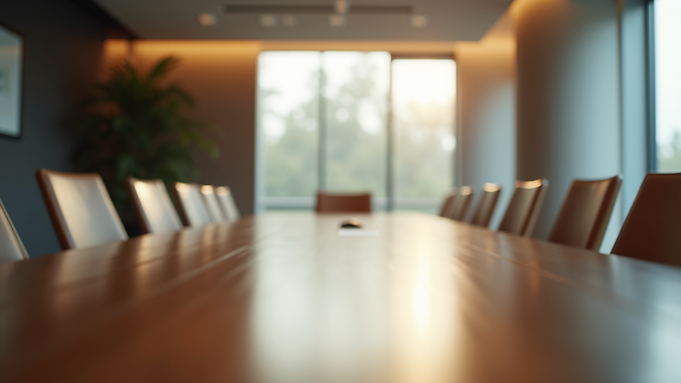 Eye-level view of a meeting room with a large table